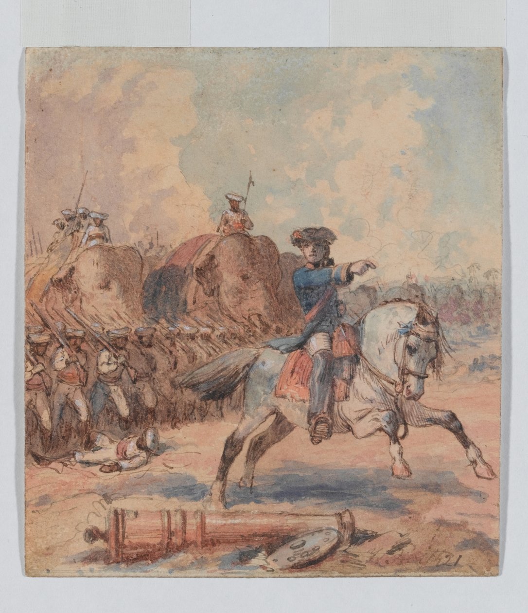 Clive at Plassey (1757), rundt 1821 (akvarell og blekk) av William Heath