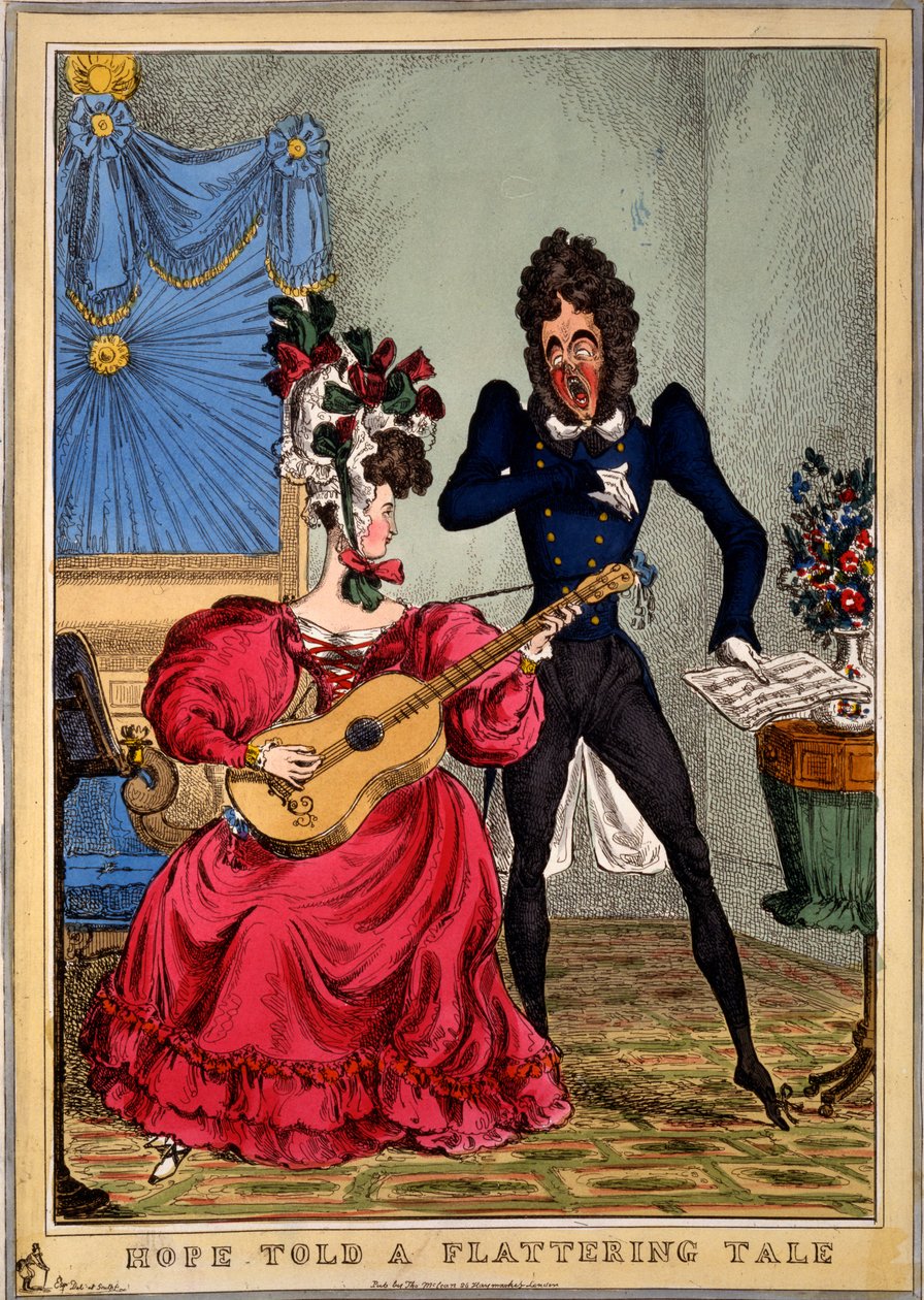 Hope Told a Flattering Tale, 1827 (håndfarget gravering) av William Heath