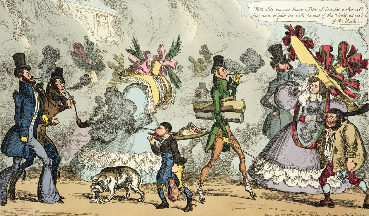 Puff, Puff, It is an Age of Puffing, Puff, Puff, Puff, utgitt september 1827 av Thomas McLean, London (farget etsning) av William Heath