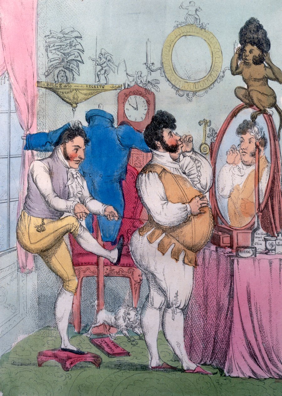Regency a la Mode, 1812 (farget etsning) av William Heath
