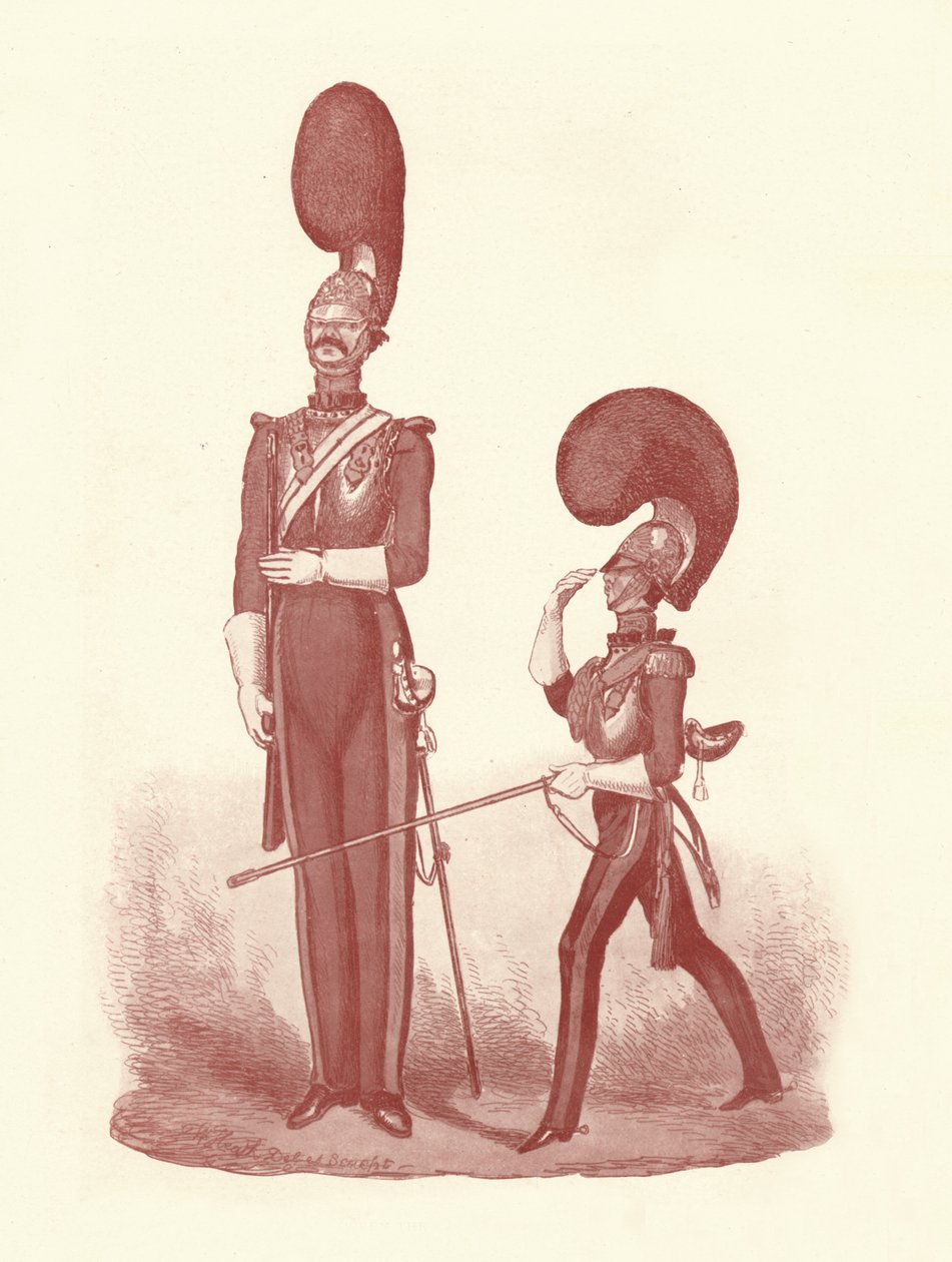 Viser forskjellen mellom mannen og offiseren, 1830-1840, 1909 av William Heath