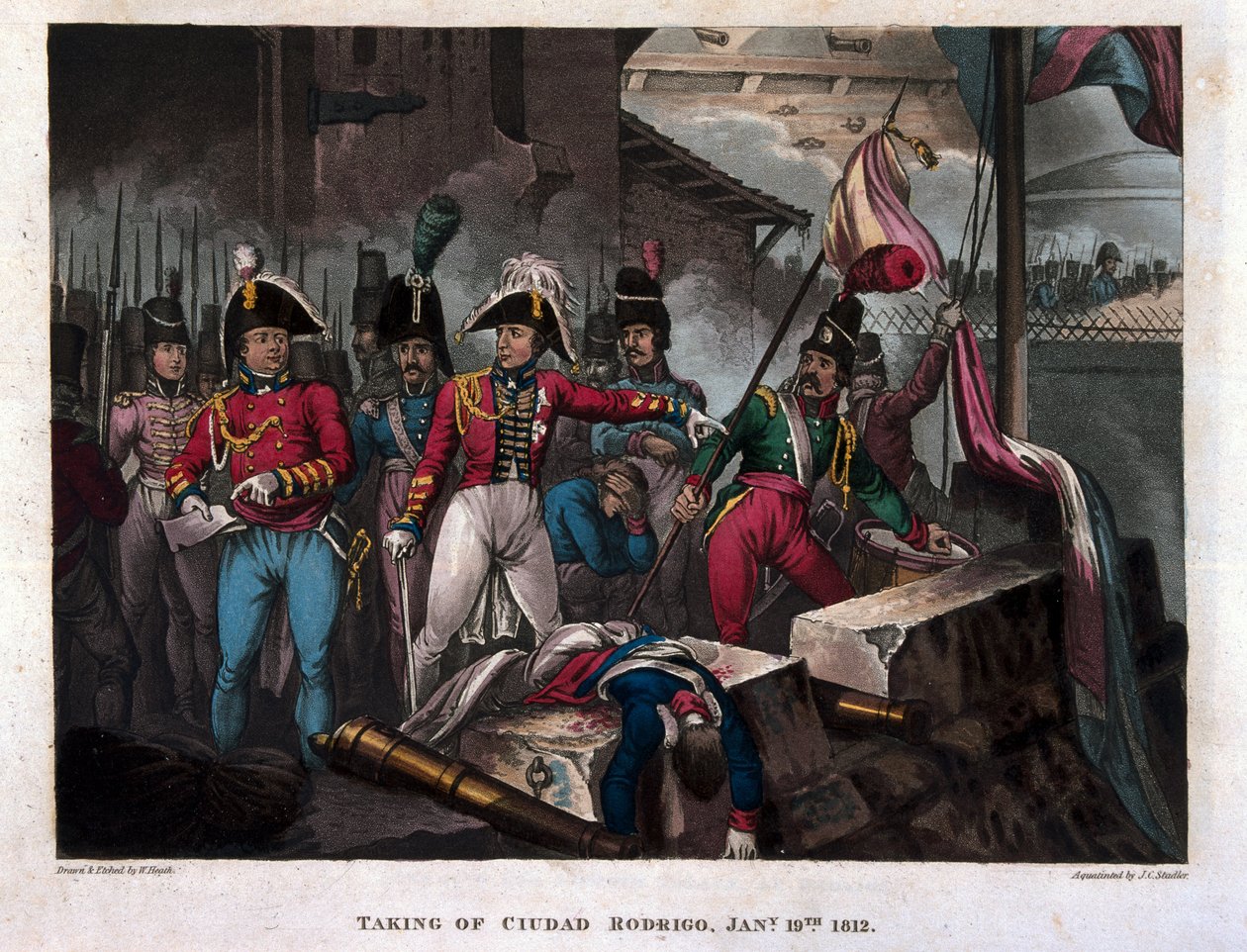Inntak av Ciudad Rodrigo 19. januar 1812, publisert 1818 (akvatint) av William Heath