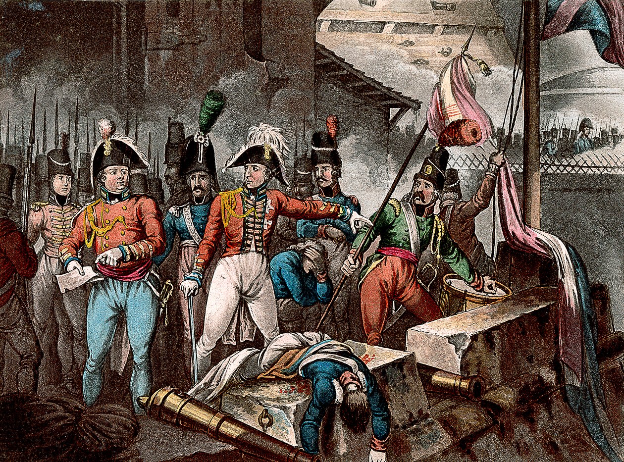 Hertugen av Wellington ved inntak av Ciudad Rodrigo, Spania, halvøykrigen, 1812 c1818. av William Heath