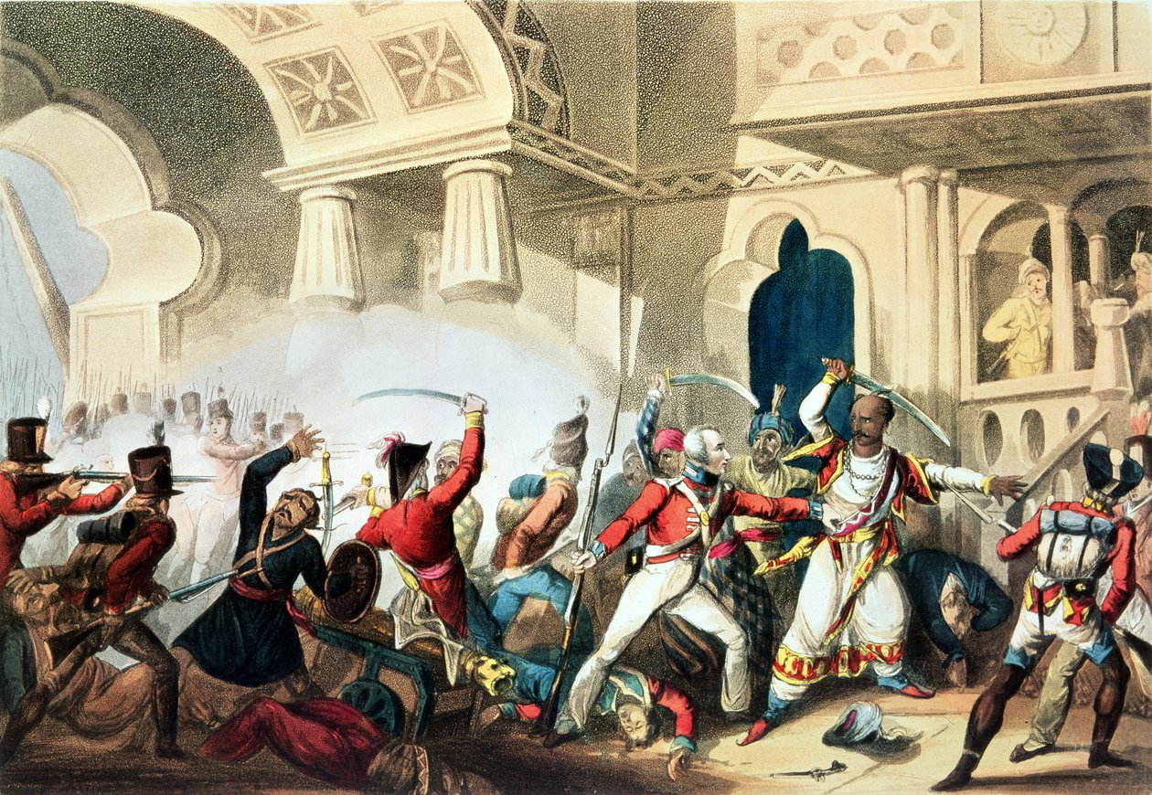 Stormingen av Seringapatam, 4. mai 1799, gravert av Thomas Sutherland (f.c.1785), 1815 av William Heath