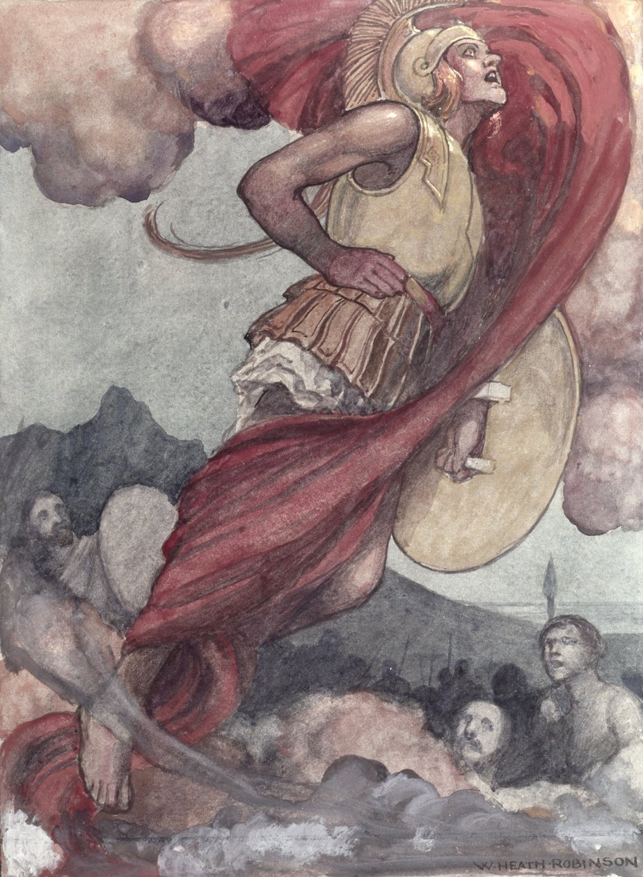 Mars såret av Diomed på vei tilbake til Olympus av William Heath Robinson