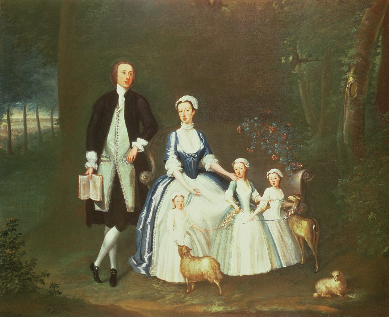Baptist Noel, 4. jarl av Gainsborough og hans kone, Elizabeth, med barna deres av William Henesy