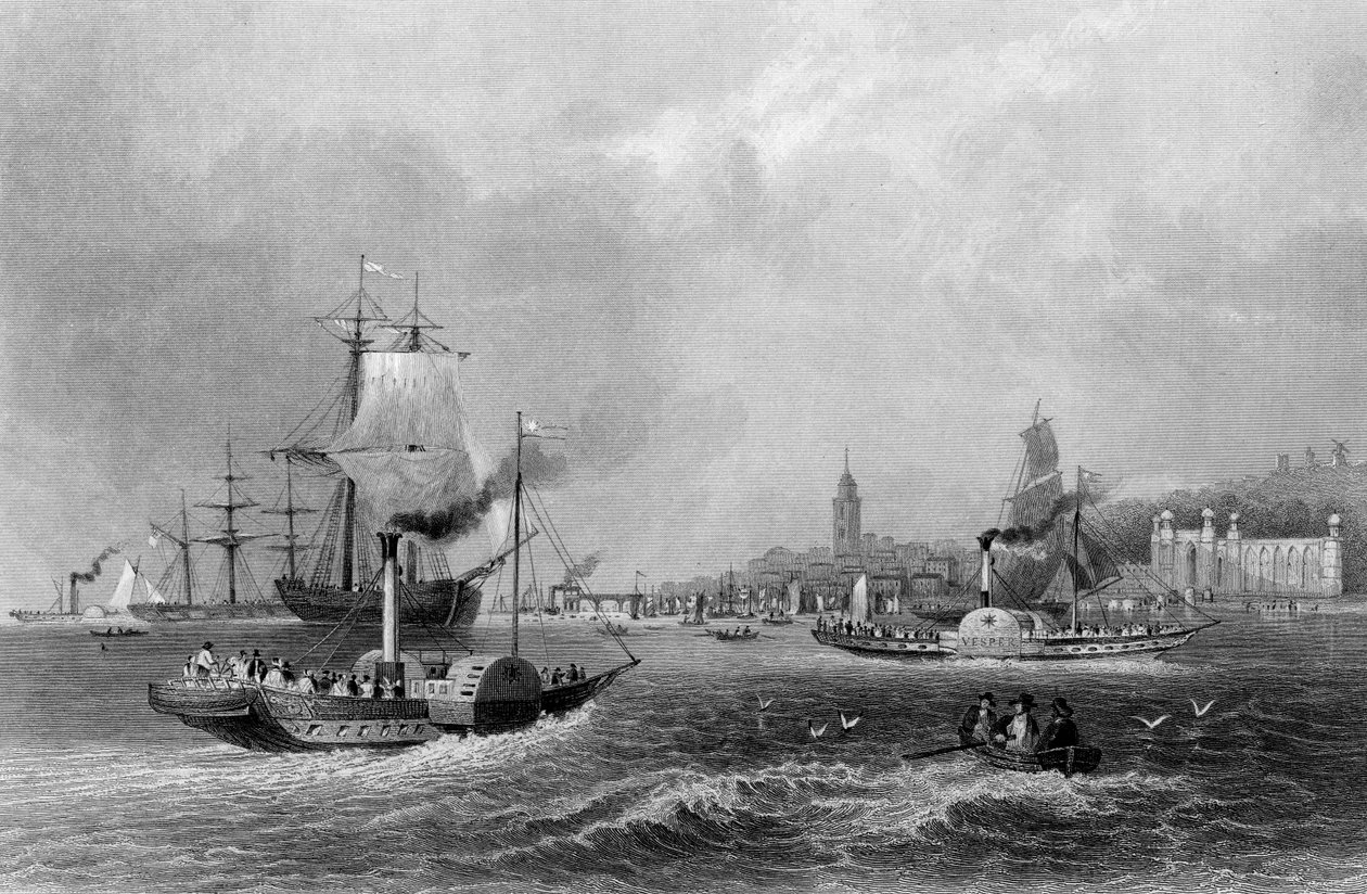 Gravesend, gravert av Henry Adlard, ca. 1830 (gravering) av William Henry (after) Bartlett