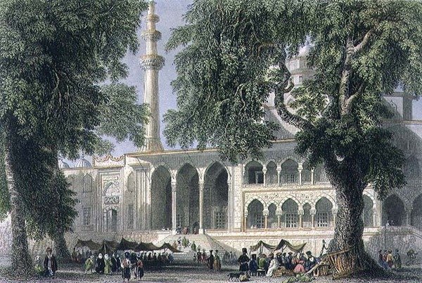 Yeni Djami, eller moskeen til Sultana Valide, Istanbul, gravert av J.C. Varrall, ca. 1850 (akvatint) av William Henry (after) Bartlett