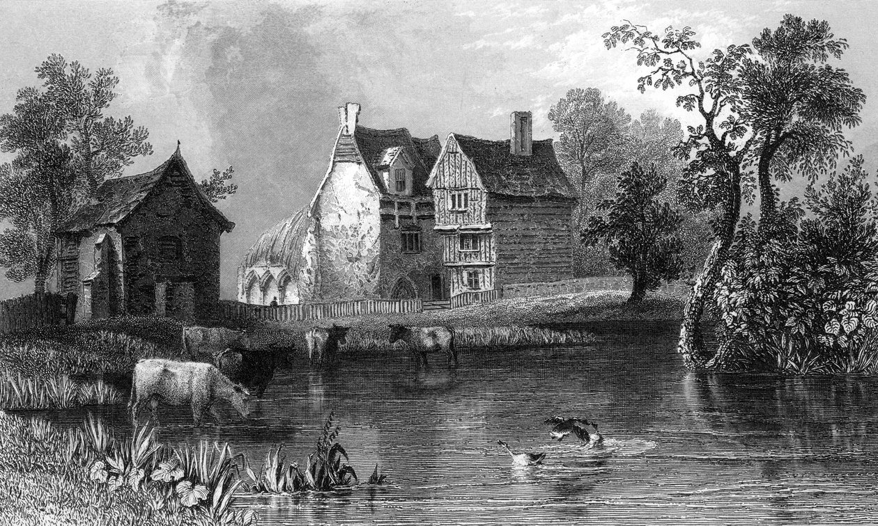 Beleigh Abbey, nær Maldon, Essex, gravert av Charles Mottram, 1832 av William Henry Bartlett