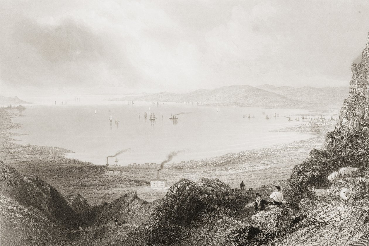 Belfast Lough, County Antrim, fra 'Scenery and Antiquities of Ireland' av George Virtue, 1860-tallet av William Henry Bartlett