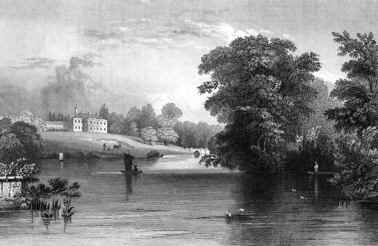 Braxted Lodge, nær Witham, Essex, gravert av Henry Wallis, 1832 av William Henry Bartlett