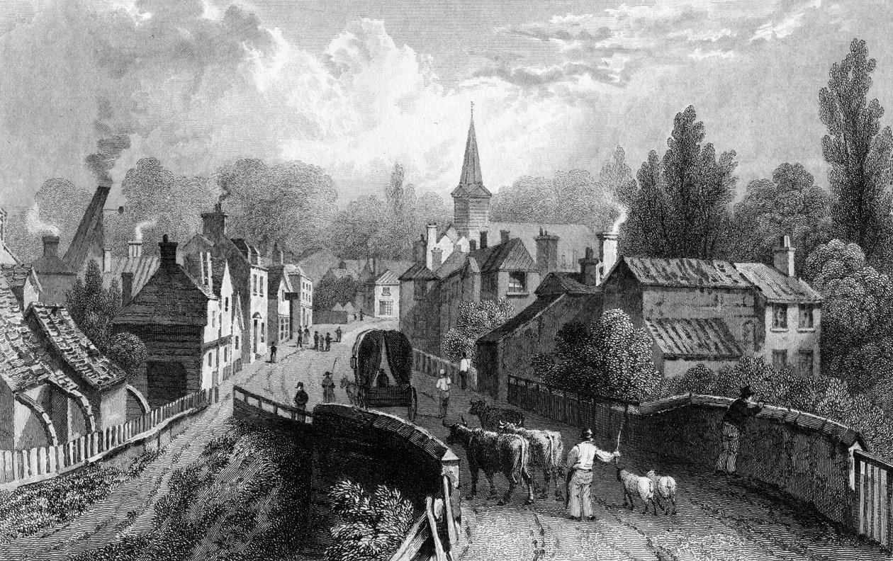 Chipping Ongar, Essex, gravert av Henry Adlard, 1832 av William Henry Bartlett