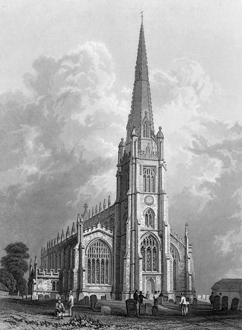 Church of St. Mary the Virgin, Saffron Walden, gravert av Robert Sands, 1832 av William Henry Bartlett