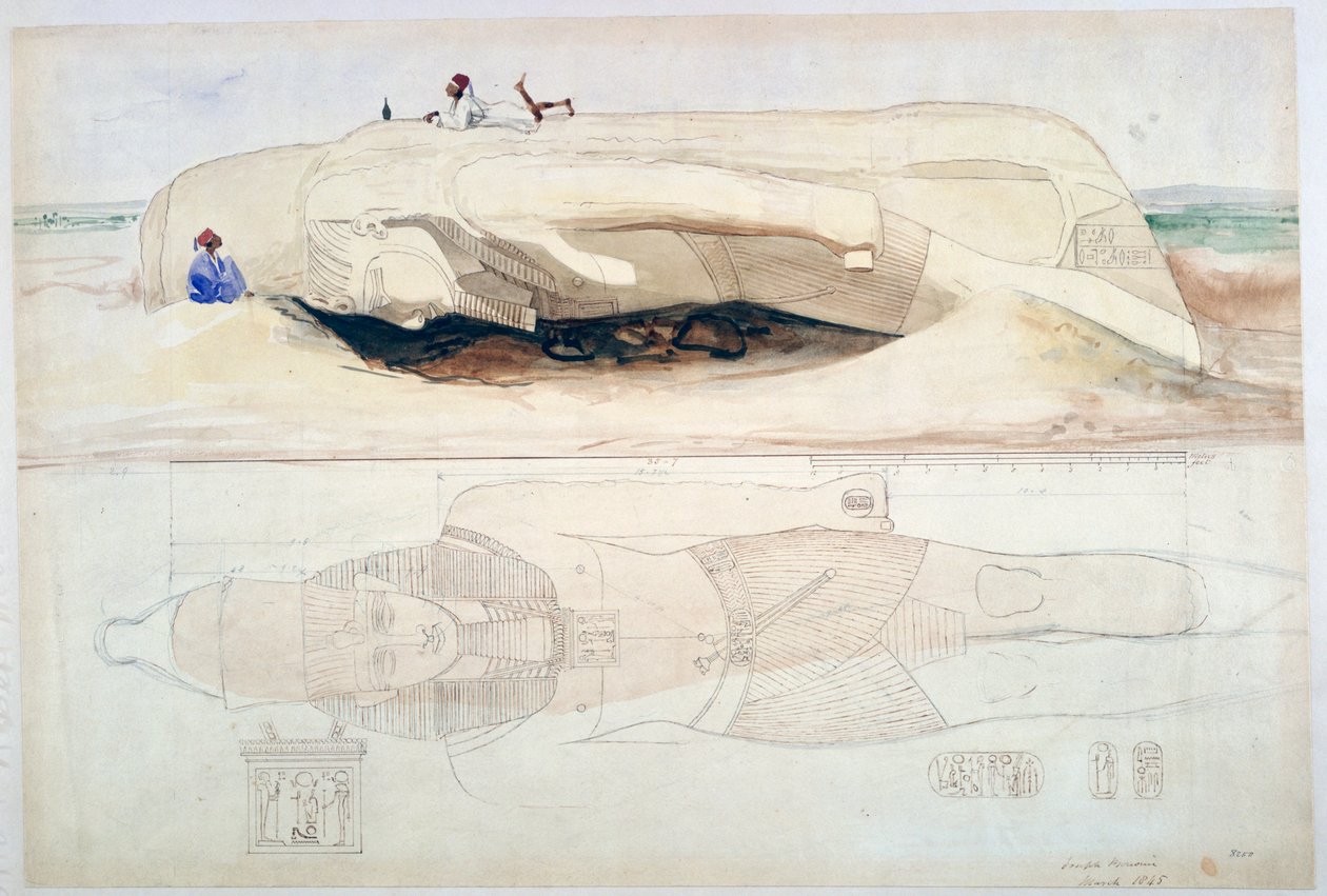 Colossus of Ramesses II, Memphis, 1845 av William Henry Bartlett