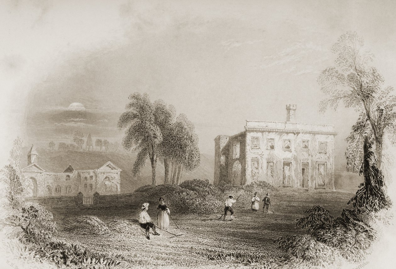 Dangan Castle, County Meath, Irland, fra "Scenery and Antiquities of Ireland" av George Virtue, 1860-tallet av William Henry Bartlett