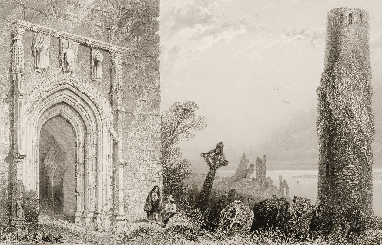 Døråpning til et tempel, Clonmacnois, County Offaly, Irland, fra 