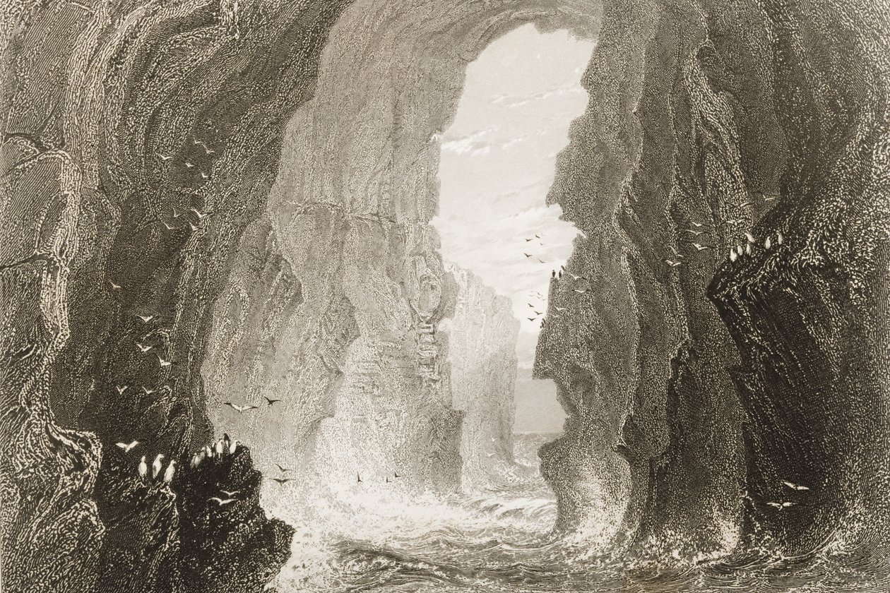 Dunkerry Cave, County Antrim, Nord-Irland, fra 