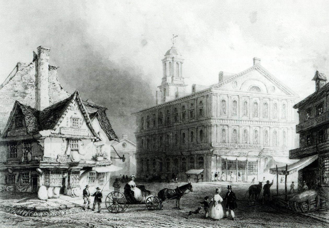 Faneuil Hall, Boston av William Henry Bartlett