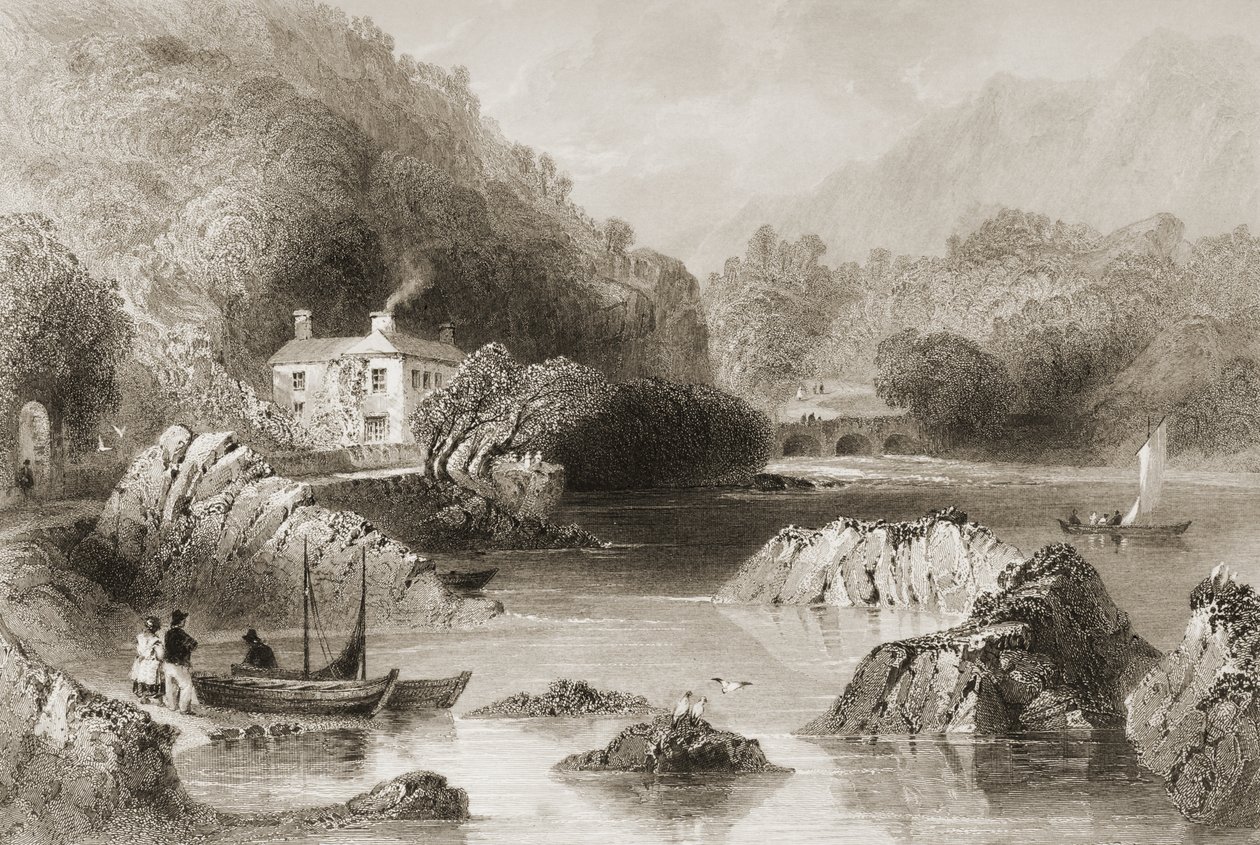 Gleengarriff Inn, Gleengarriff, County Cork, fra 'Scenery and Antiquities of Ireland' av George Virtue, 1860-tallet av William Henry Bartlett