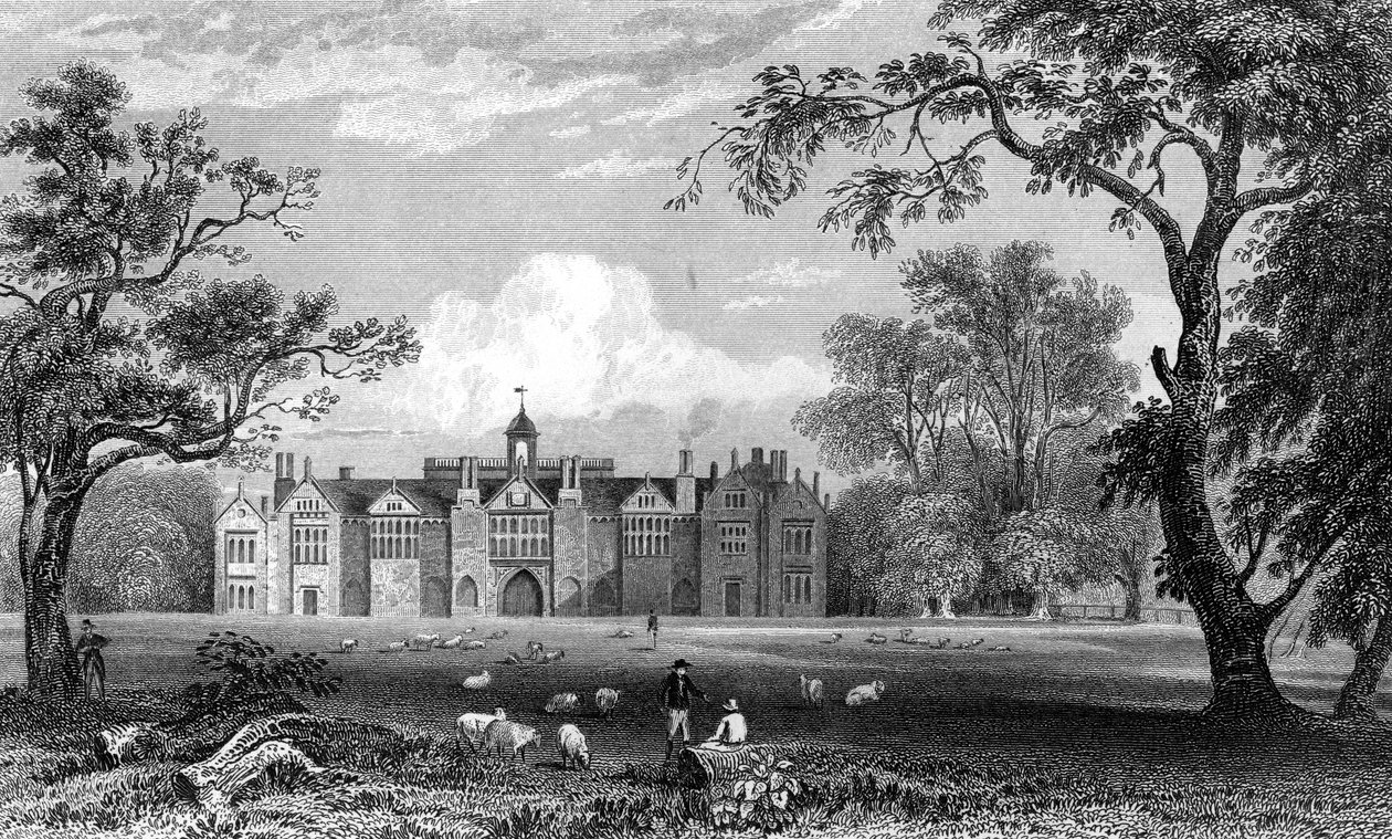 Gosfield Hall, Essex, gravert av Robert Sands, 1832 av William Henry Bartlett