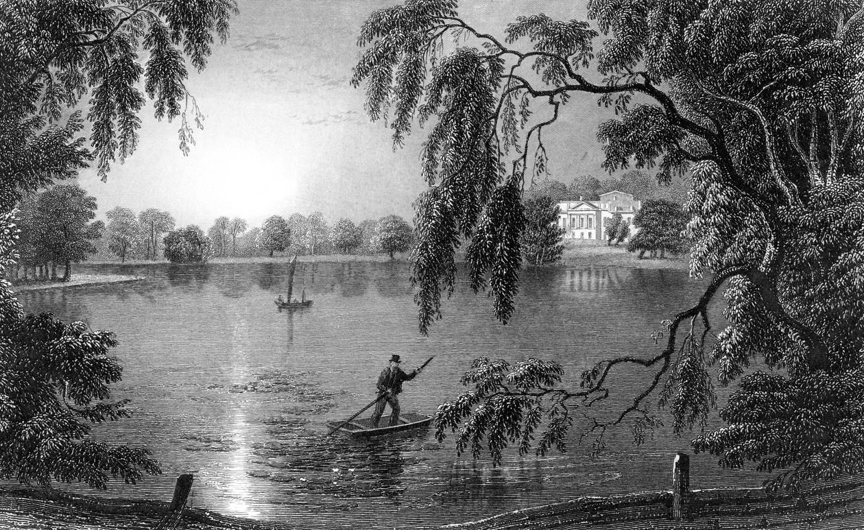 Gosfield Hall, fra Weathersfield Road, Essex, gravert av Charles Mottram, 1833 av William Henry Bartlett