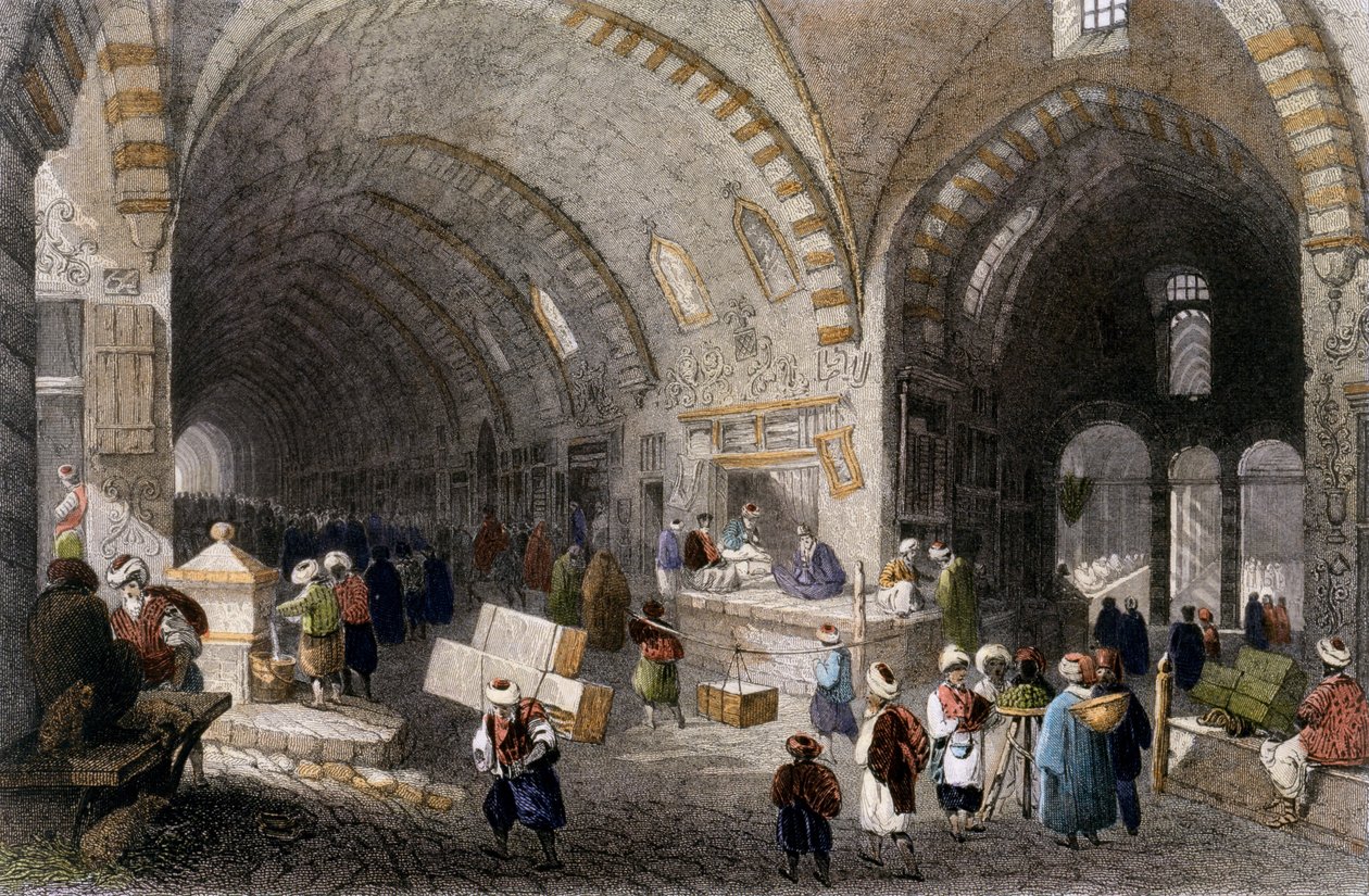 Great Avenue i Tchartchi, 1850 (farget akvatint) av William Henry Bartlett
