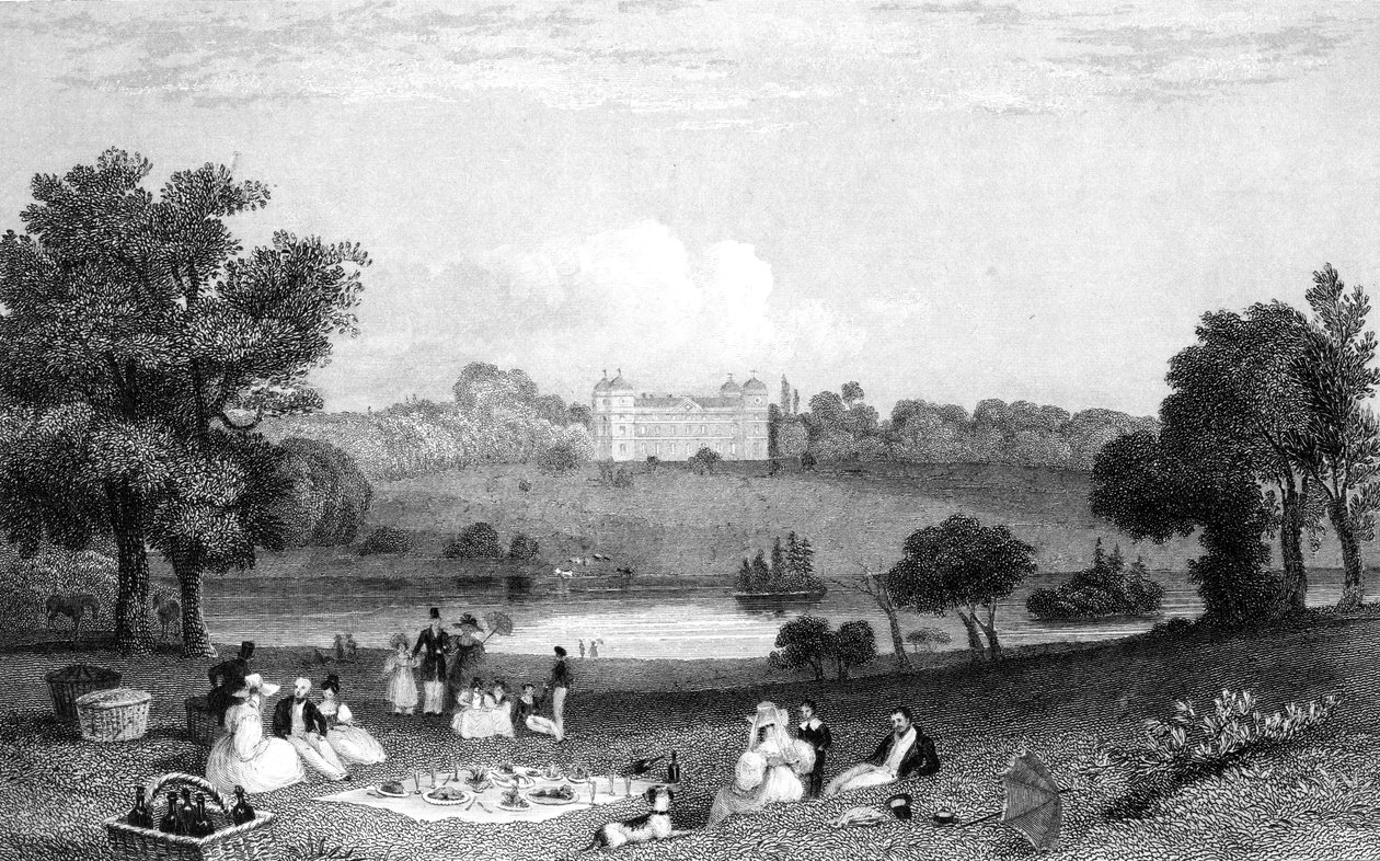 Hallingbury Place, Essex, gravert av Henry Wallis, 1832 av William Henry Bartlett