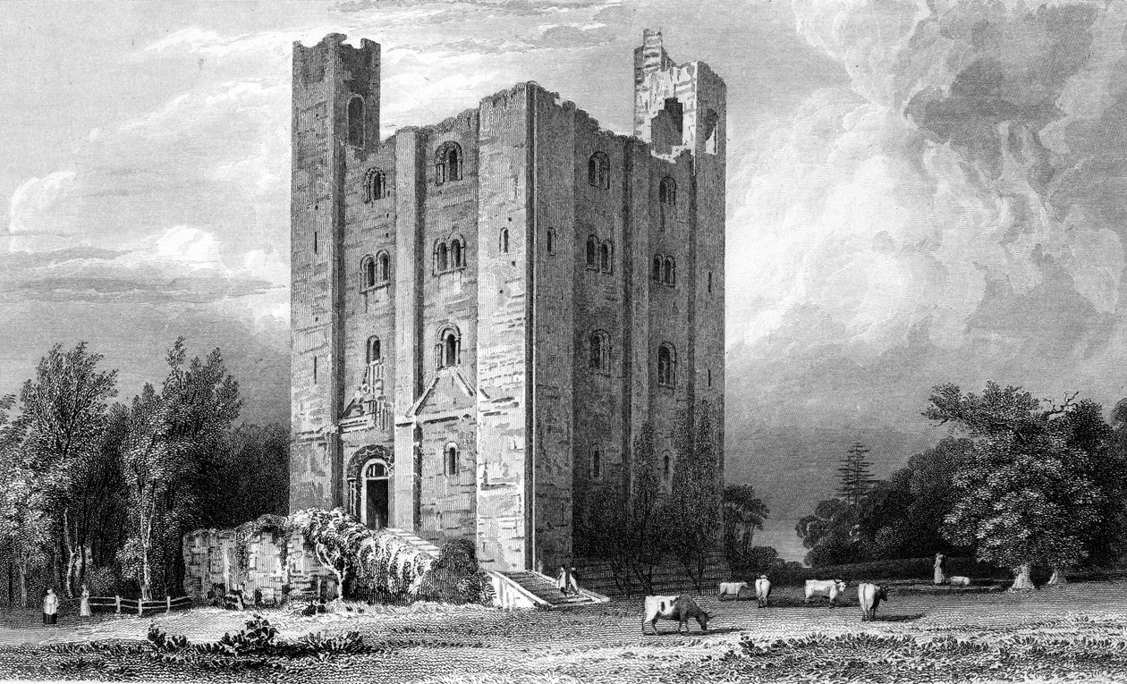 Hedingham Castle, Essex, gravert av John Carr Armytage, 1832 av William Henry Bartlett