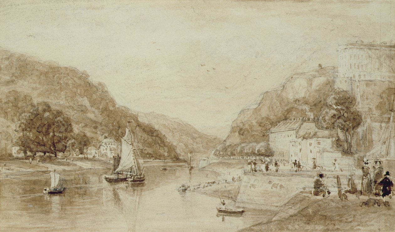 Hotwells nær Bristol (wc over blyant på papir) av William Henry Bartlett