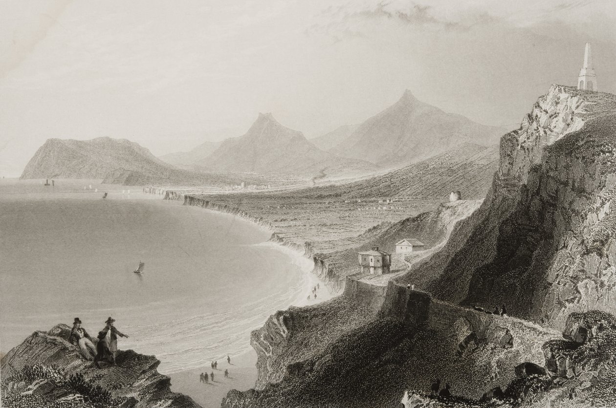 Killiney Bay, County Dublin, Irland, fra "Scenery and Antiquities of Ireland" av George Virtue, 1860-tallet av William Henry Bartlett