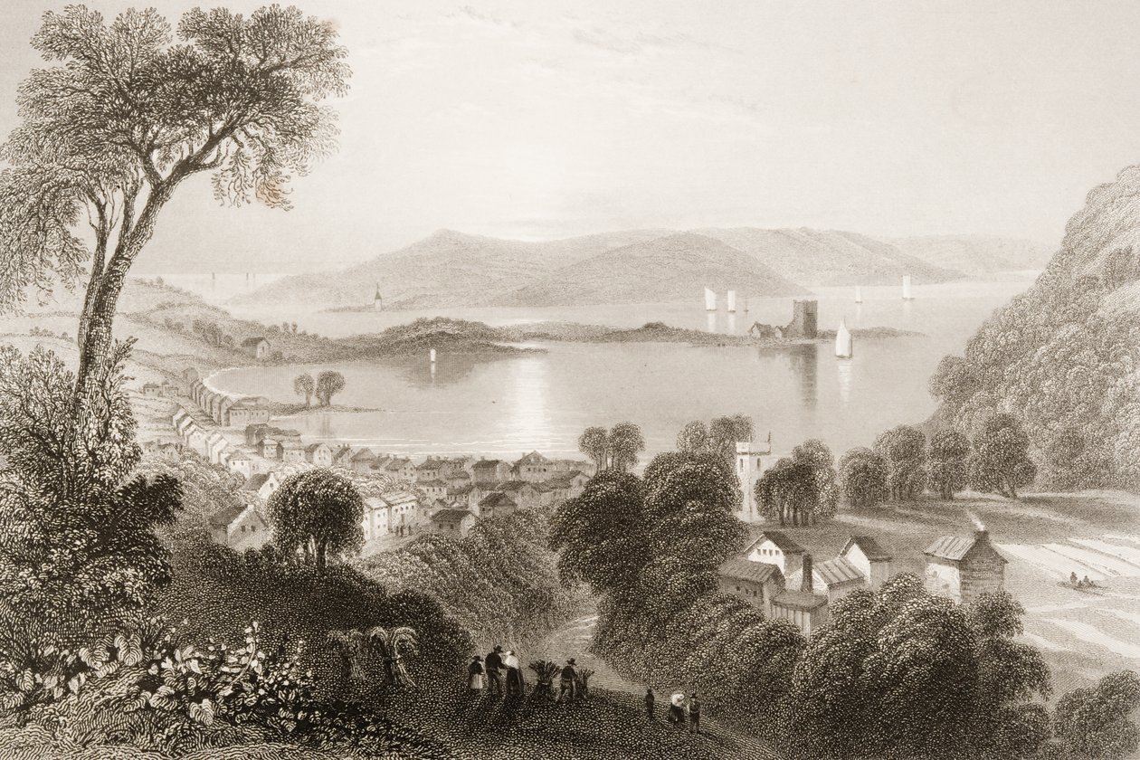Larne, County Antrim, Nord-Irland, fra "Scenery and Antiquities of Ireland" av George Virtue, 1860-tallet av William Henry Bartlett
