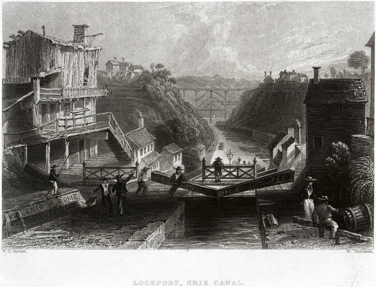 Lockport, Erie Canal av William Henry Bartlett