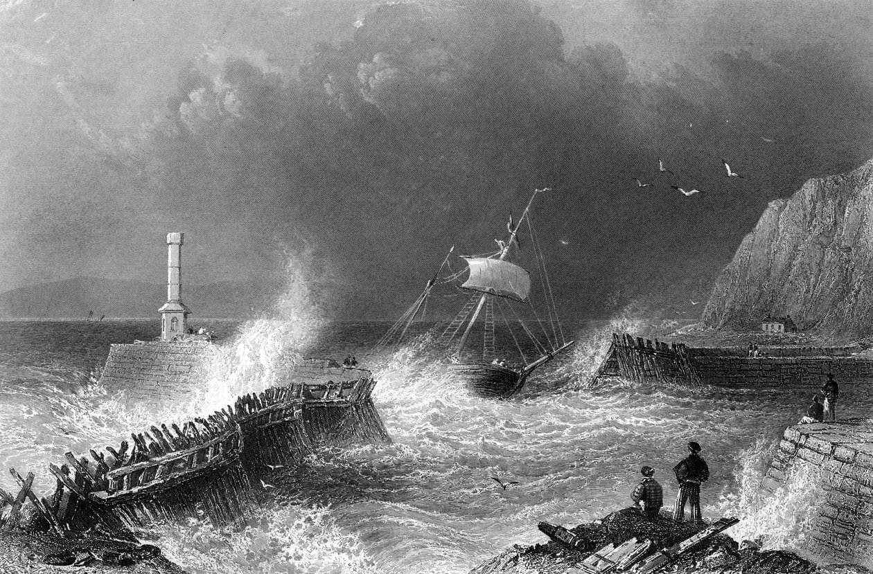 Mary-Port Pier, ca. 1840-50 av William Henry Bartlett