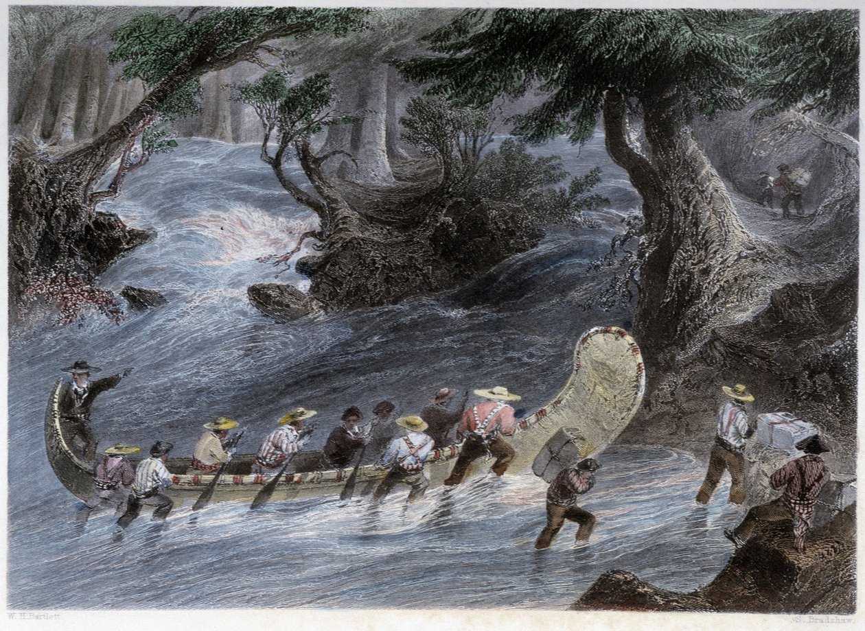 Kanopadling for menn - i "" kanadisk natur illustrert" av Bartlett W. H. av William Henry Bartlett