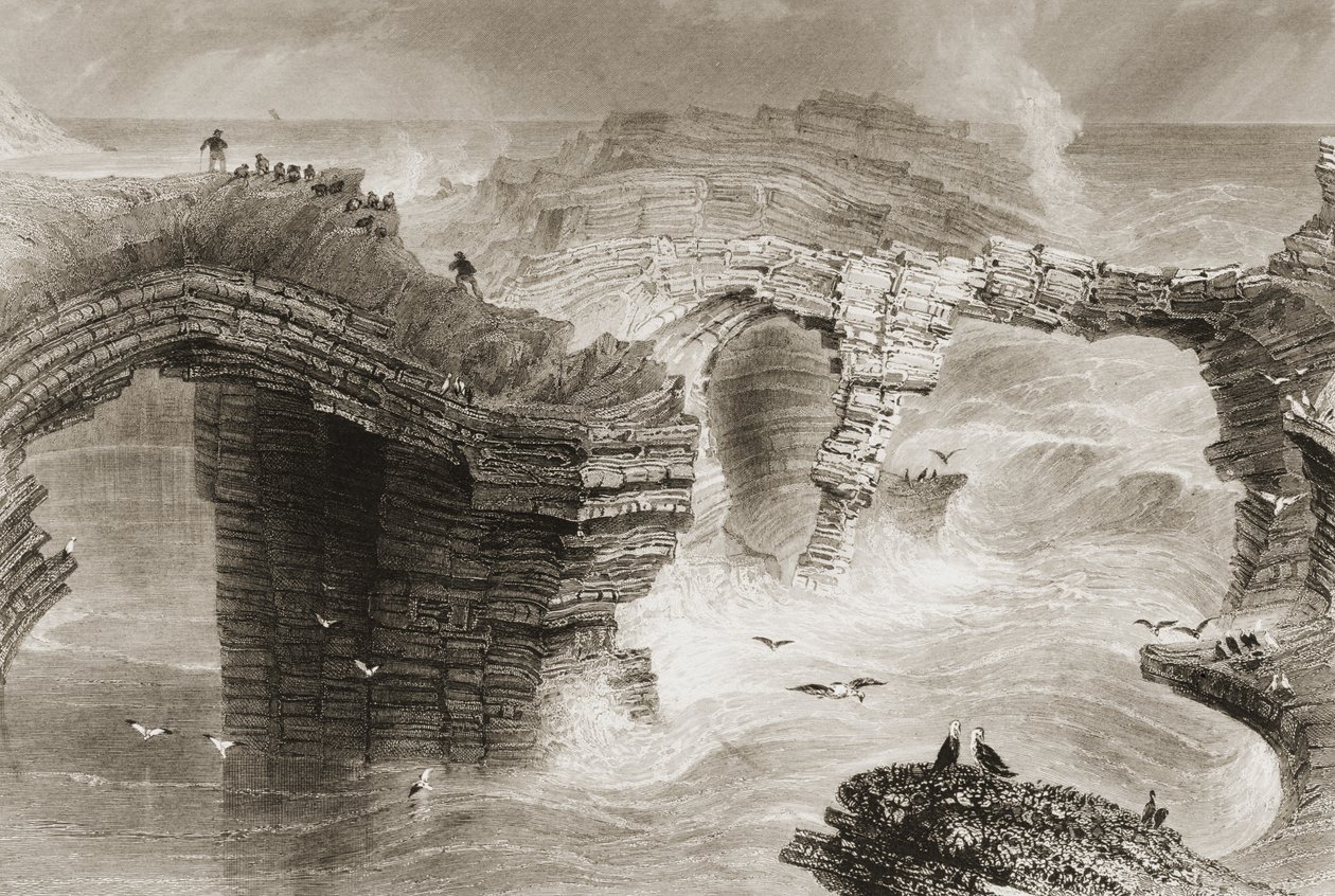 Natural Bridges nær Kilkee, County Clare, Irland, fra 