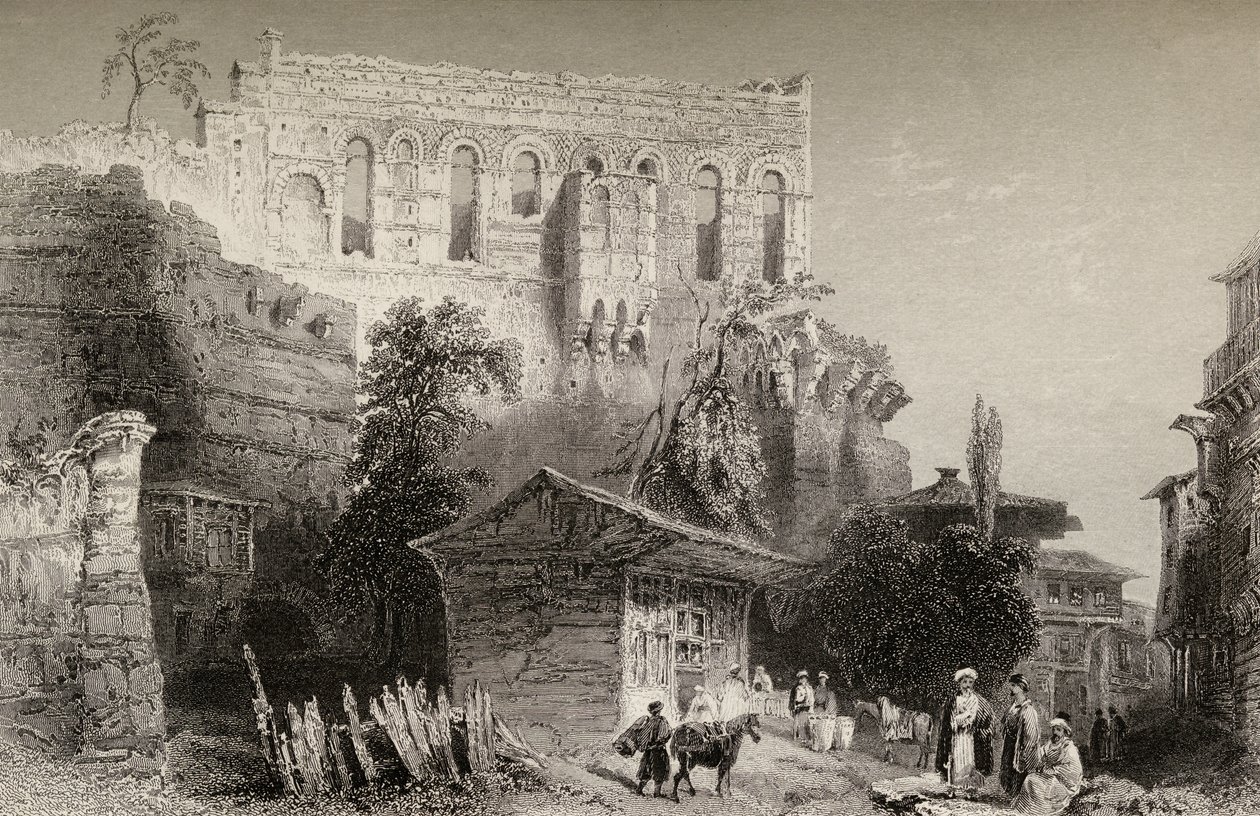 Palace of Belisarius, Tyrkia, Istanbul av William Henry Bartlett