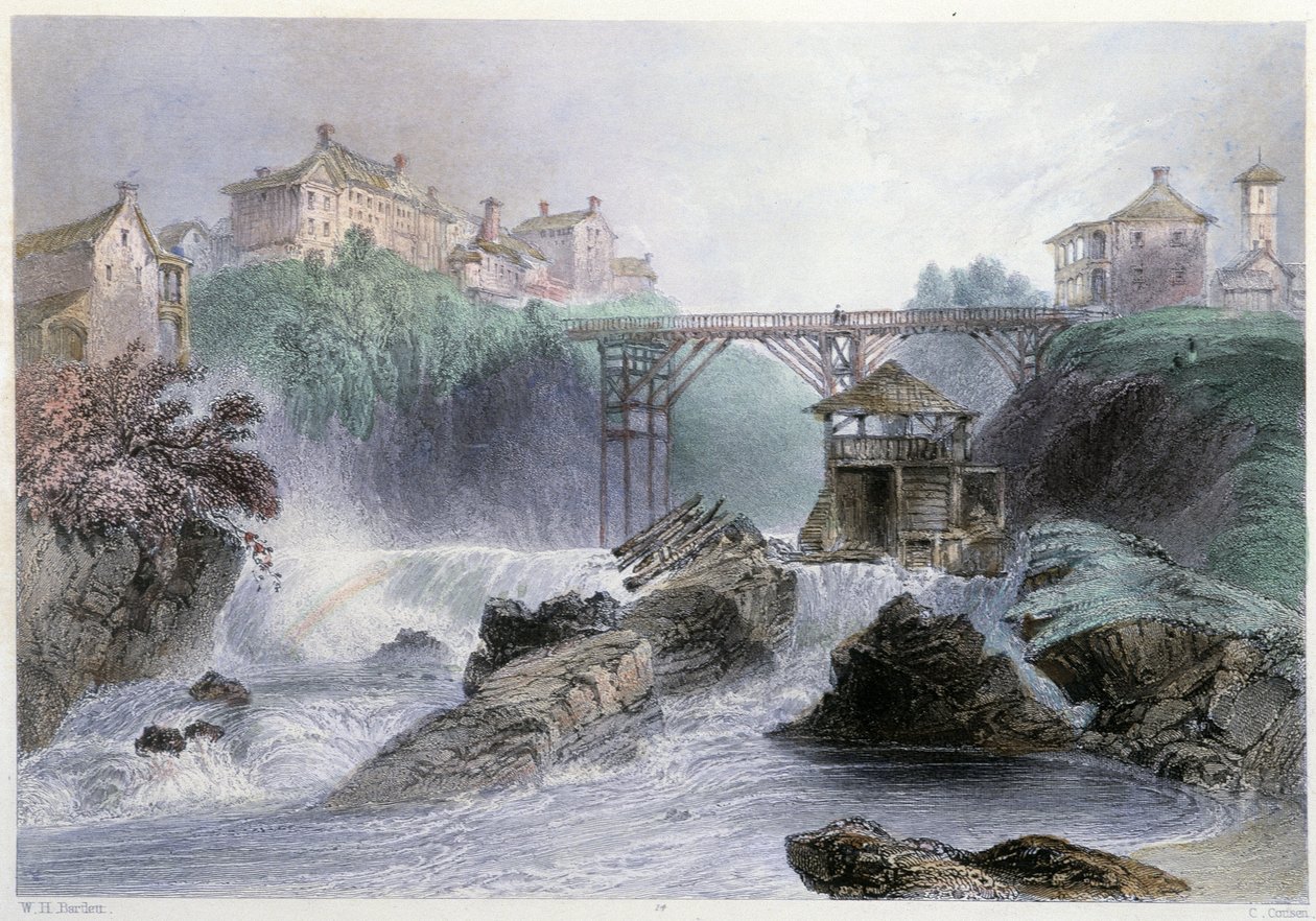 Pont à Sherbrooke - i "" Canadian Scenery illustrert" av William Henry Bartlett, red. George Virtue av William Henry Bartlett