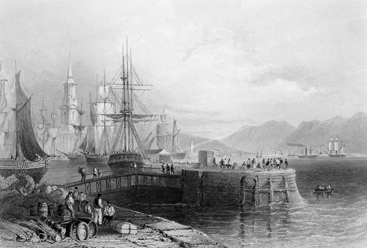 Port Glasgow, gravert av J.W. Appleton, 1841 (gravering) av William Henry Bartlett