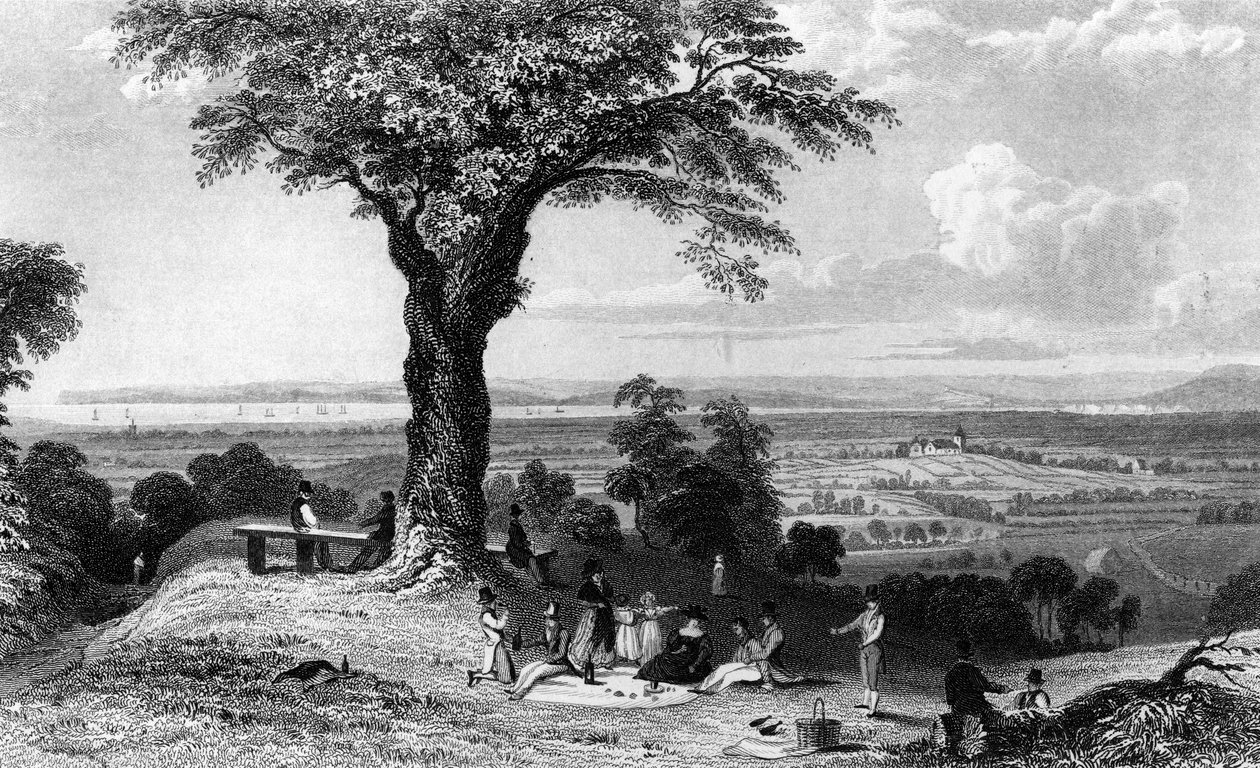 Scene fra Laindon Hill, nær Horndon, Essex, gravert av Henry Wallis, 1832 av William Henry Bartlett