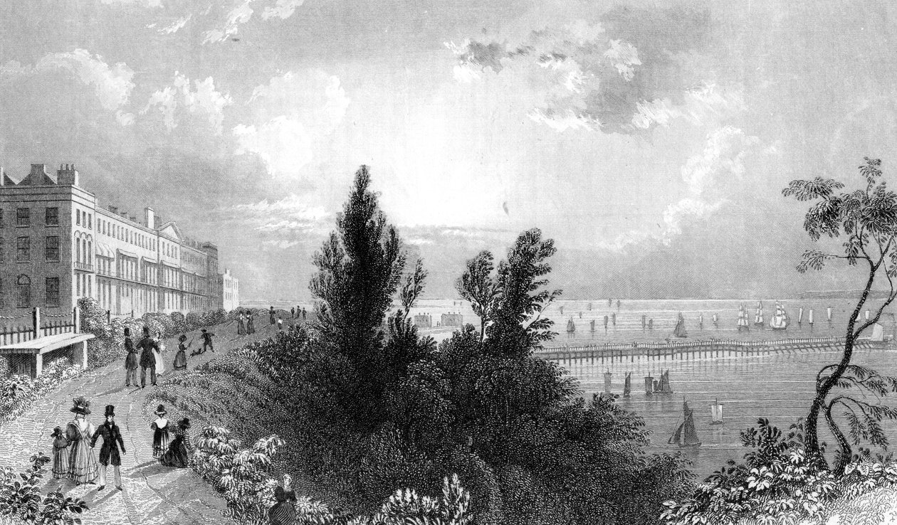 Southend Terrace, Essex, gravert av Henry Wallis, 1832 av William Henry Bartlett