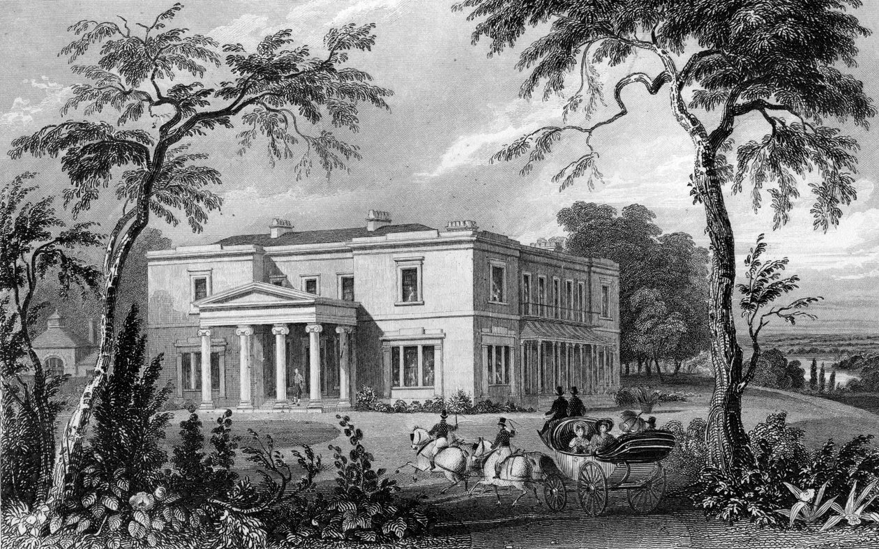 Stisted Hall, nær Braintree, Essex, gravert av John Carr Armytage, 1832 av William Henry Bartlett