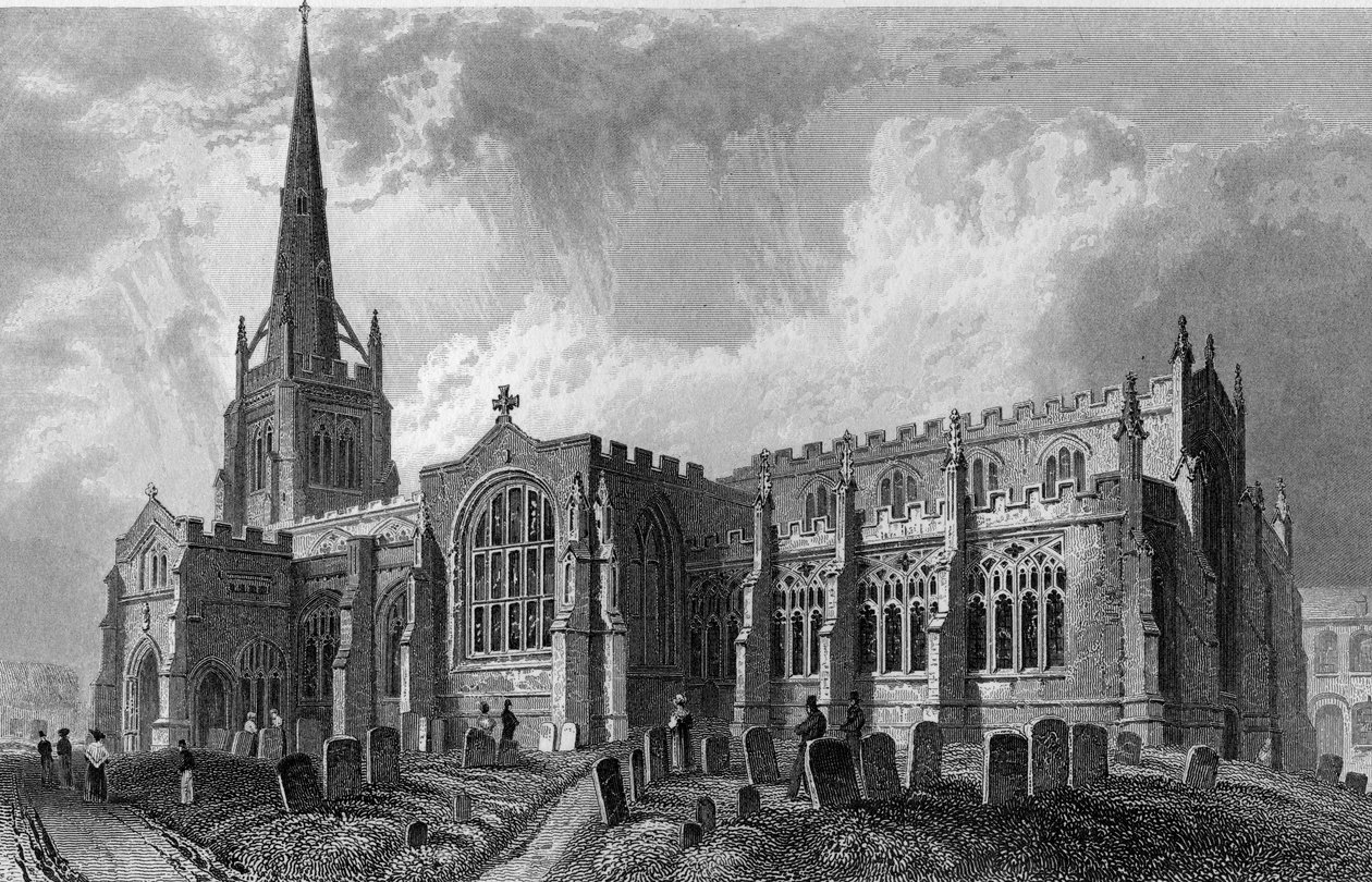Thaxted Church, Essex, gravert av Robert Sands, 1831 av William Henry Bartlett