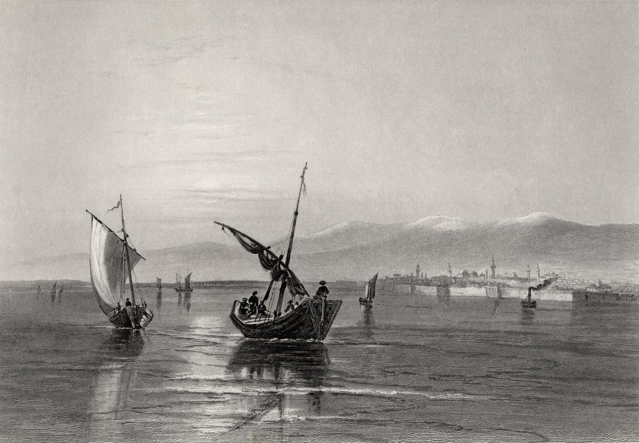 Balkan, Bulgaria, fra nær Widden, gravert av J. Godfrey av William Henry Bartlett