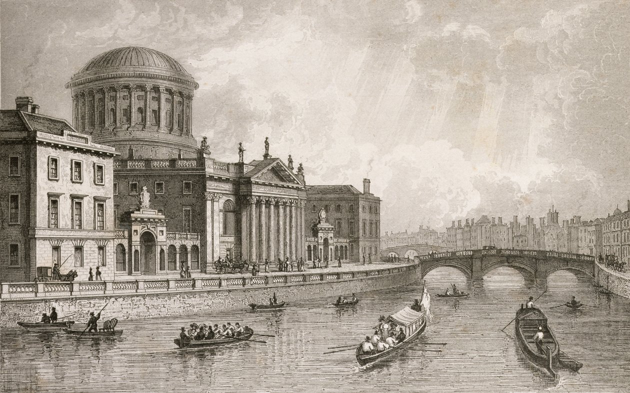 The Four Law Courts, Dublin, gravert av Owen av William Henry Bartlett