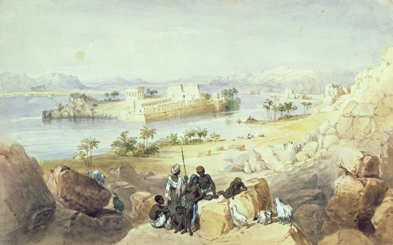 Øya Philae, ser nedover Nilen av William Henry Bartlett
