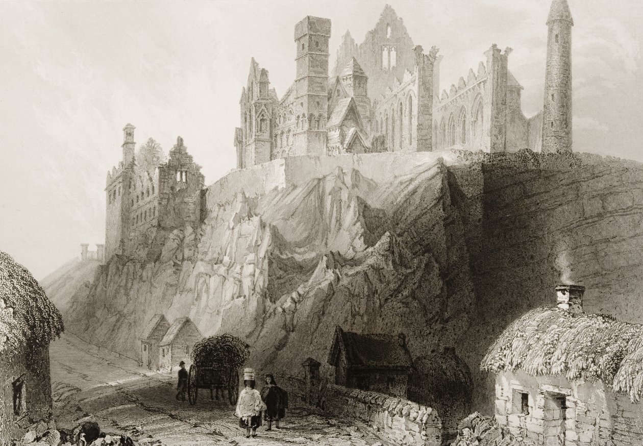 The Rock of Cashel, County Tipperary, Irland, fra "Scenery and Antiquities of Ireland" av George Virtue, 1860-tallet av William Henry Bartlett