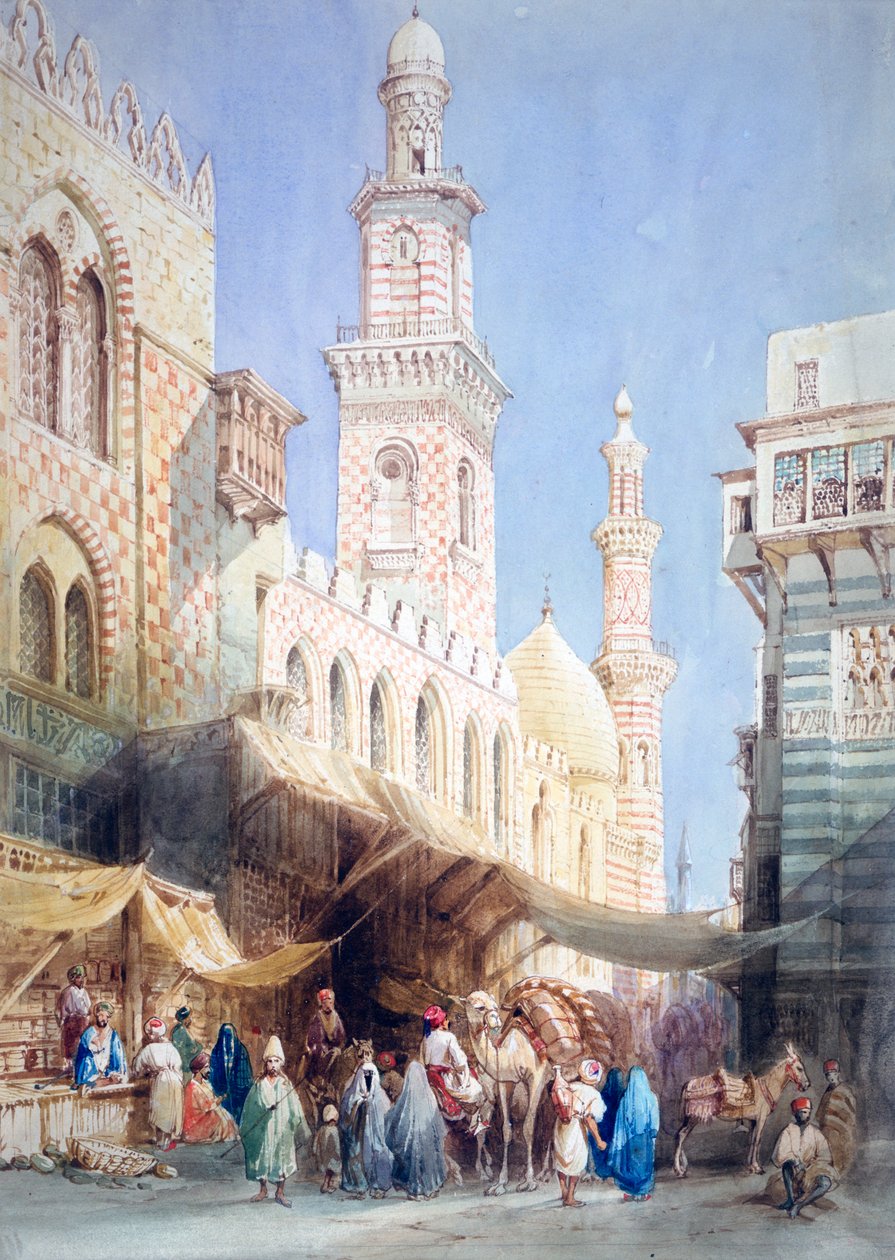 Sharia El Gohargiyeh, Kairo, 1800-tallet av William Henry Bartlett