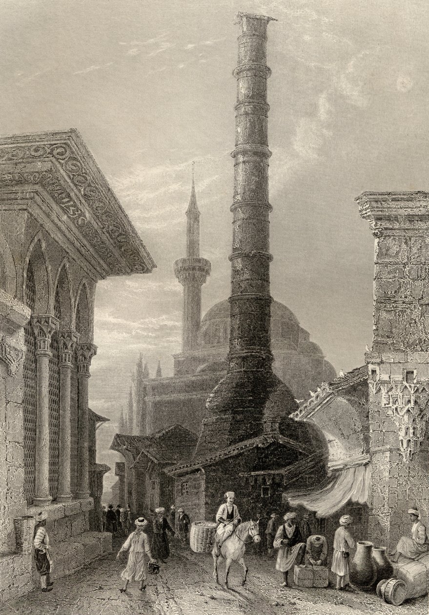 Tchernberle Tash, Konstantinopel, Istanbul, Tyrkia, gravert av J. Carter av William Henry Bartlett