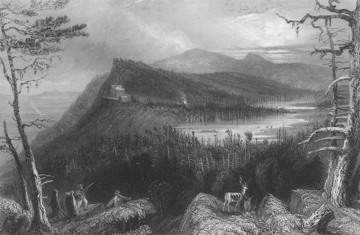 The Two Lakes and the Mountain House on the Catskills, 1838 av William Henry Bartlett