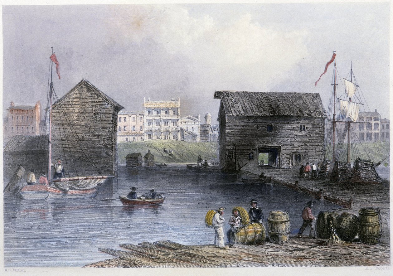 Utsikt over Toronto Docks - i "" kanadisk natur illustrert"" av Bartlett W. H. av William Henry Bartlett